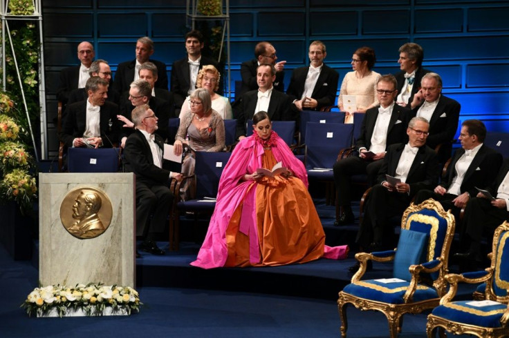Sara Danius, centre, was one of seven members to quit the Swedish Academy
