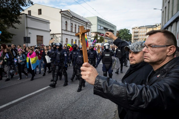 Far-right groups and conservative campaigners staged counter-protests at the gay rights parade in Lublin in late September