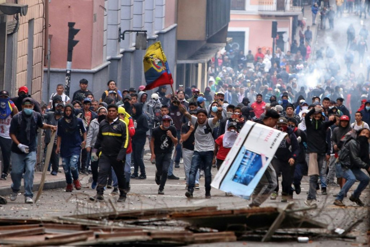 Indigenous people and farmers, protesting rising fuel prices, clashed with police ahead of a large demonstration planned for Wednesday in the capital