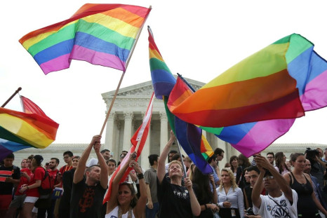 Gay rights advocates celebrate outside the Supreme Court in 2015 after judges ruled in favor of same-sex marriage: new rulings on sexual minorities' rights in the workplace may face a rockier passage