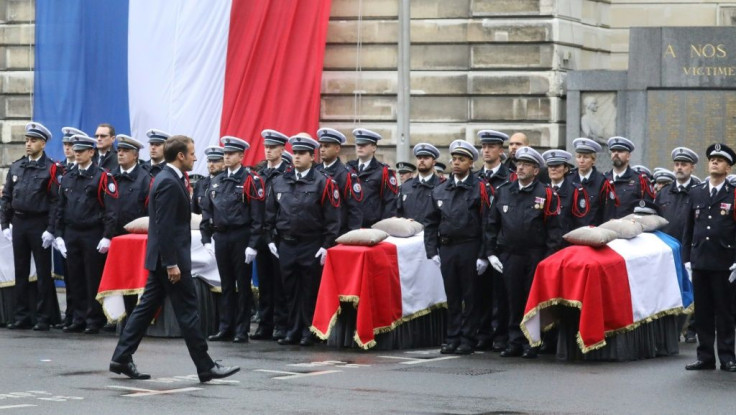 Macron spoke at a ceremony at the police headquarters where the attack took place