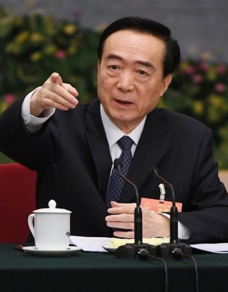 Xinjiang Communist Party chief Chen Quanguo, seen here during the National People's Congress in Beijing in March 2019, would likely be affected by new US visa restrictions