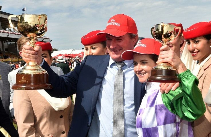 Darren Weir (L)trained Prince of Penzance, which was ridden to victory in the 2015 Melbourne Cup by Michelle Payne (R)