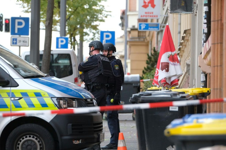 Policemen secured the area around the site of a shooting in the Germany city of Halle