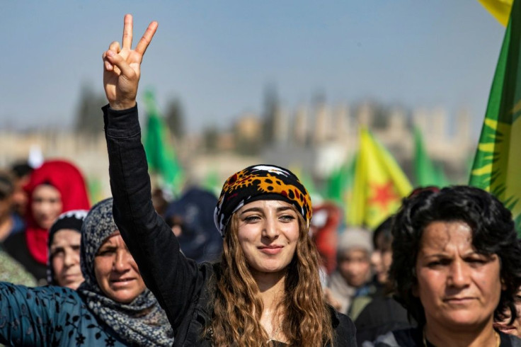 Syrian Kurds demonstrated against the Turkish invasion in the town of Ras al-Ain