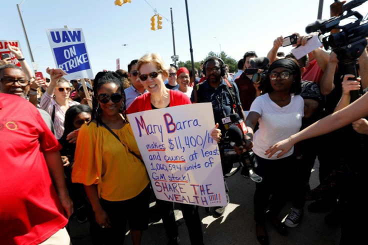 Elizabeth Warren has been among the Democratic presidential hopefuls to appear with United Auto Workers since the strike began last month