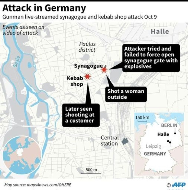 Graphic on the attack on a synagogue and a kebab shop in Germany on Wednesday that left two people dead.