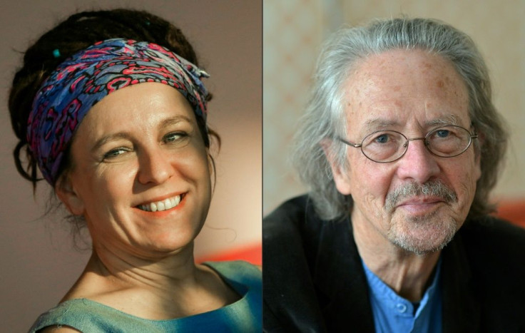 Polish author Olga Tokarczuk (L) won the 2018 literature Nobel, while Austrian novelist and playwright Peter Handke received the 2019 award