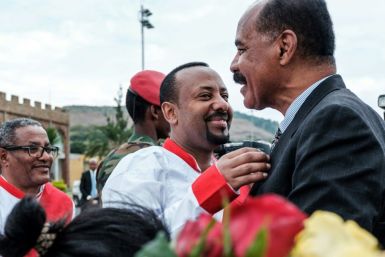 Ethiopia's premier Abiy Ahmed (C) and Eritrean President Isaias Afwerki ended a 20-year-old stalemate between the rival countries in July 2018