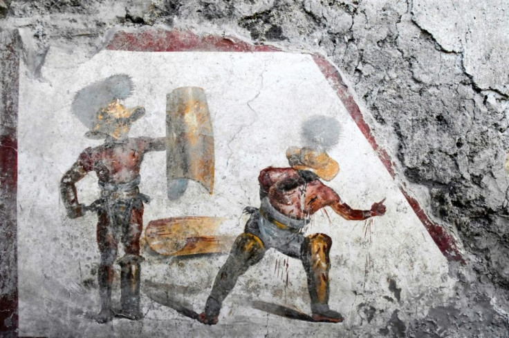 The fresco was uncovered in what experts think was a tavern frequented by gladiators