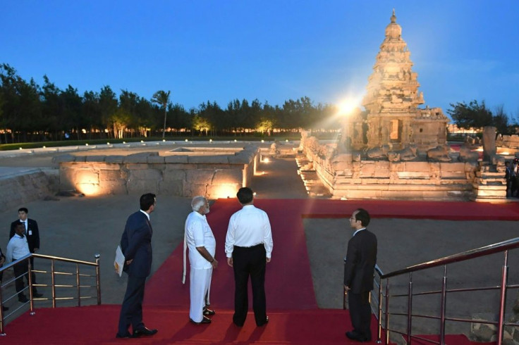 The World Heritage site of Mahabalipuram, where Indian Prime Minister Narendra Modi (2L) and Chinese President Xi Jinping (2R) are meeting, is home to historical monuments that pay testament to India and China's ancient ties