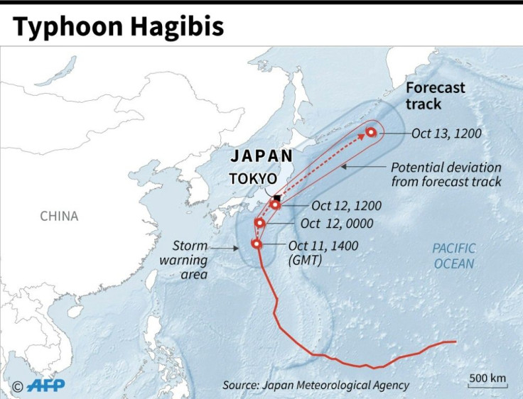 Updated forecast path of Typhoon Hagibis