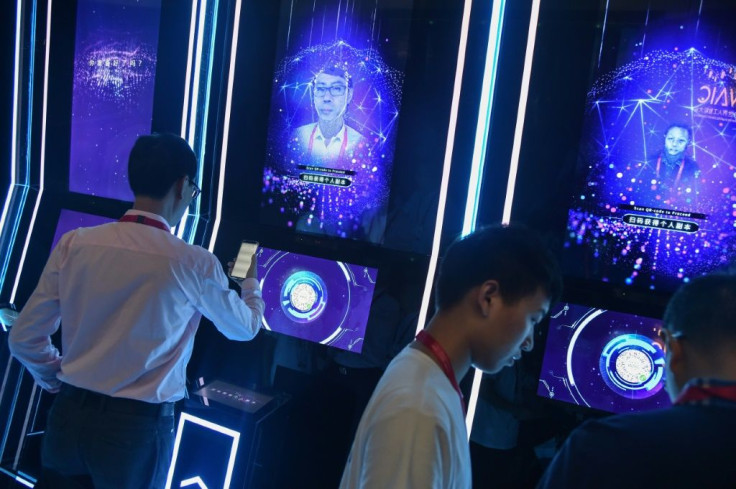 China's AI technology companies are rising stars -- here people have their faces scanned at the World Artificial Intelligence Conference in Shanghai