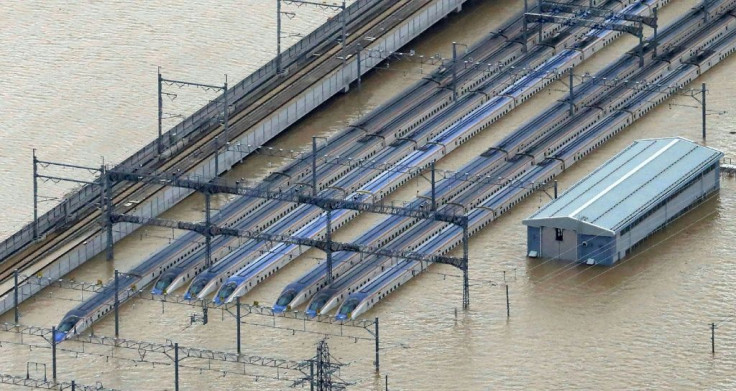 Heavy rain from Typhoon Hagibis caused rivers to burst their banks in nearly a dozen places in Japan