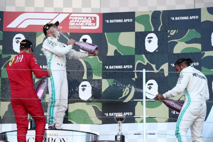 With the win at Suzuka by Valtteri Bottas (C) and third place by Lewis Hamilton (R) Mercedes clinched an unprecedented sixth successive world championship double of drivers and constructors titles
