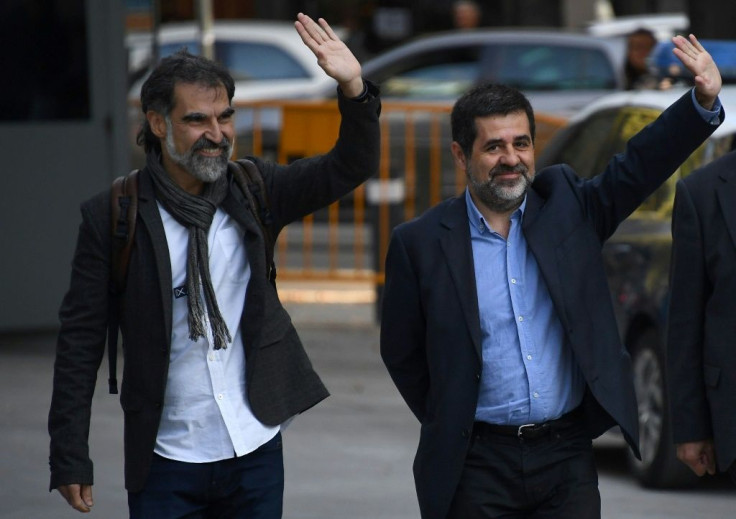 Known as "the Jordis", two influential civic leaders were also tried for rebellion: former ANC head Jordi Sanchez, on the right, and Jordi Cuixart, who runs Omnium Cultural