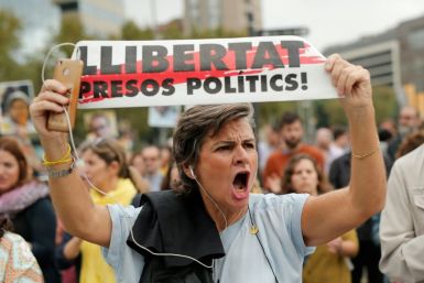 'Free political prisoners!': protesters in the Catalan capital Barcelona took the streets after the sentences were announced