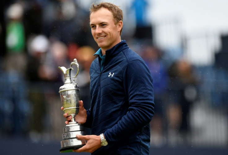 Jordan Spieth celebrates winning the 2017 Open Championship at Birkdale. The former world number one has not won a tournament since
