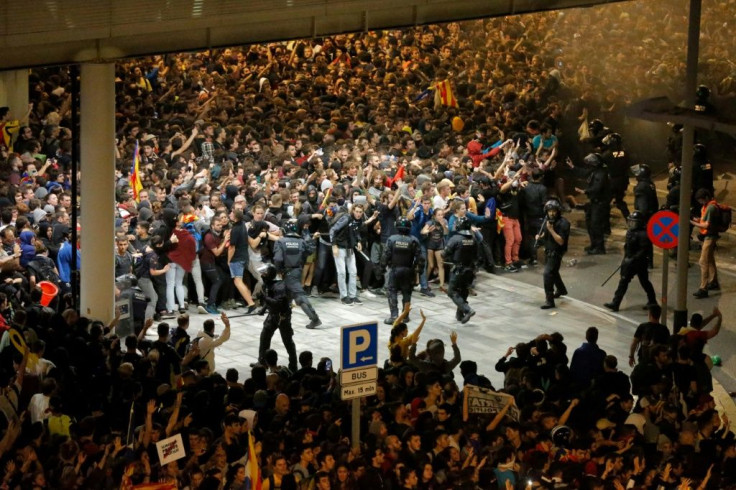 On Monday, around 10,000 demonstrators stormed Barcelona's El Prat airport, cutting transport links and forcing the cancellation of more than 100 flights