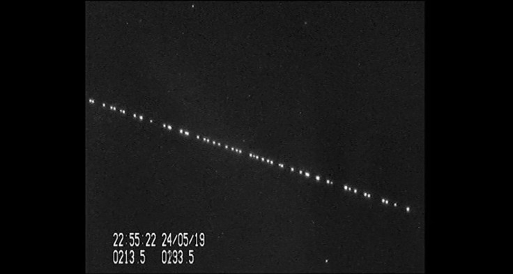 A line of 60 Starlink satellites, filmed on May 24 of this year by Dutch astronomer Marco Langbroek