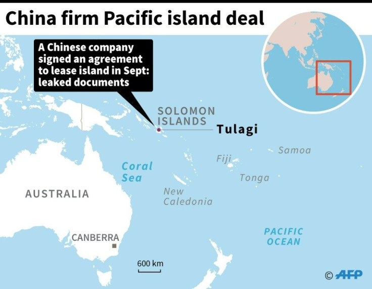 Map locating Tulagi in the Solomon islands, leased to a Chinese firm according to leaked documents