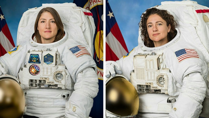 Christina Koch (left) is leading Jessica Meir, , who is making her first ever spacewalk