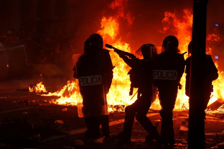 Police fired tear gas to break up the protesters, most of whom were youngsters