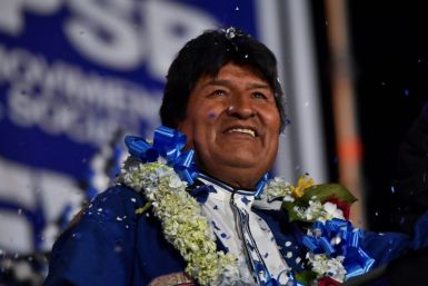 Bolivian President Evo Morales gestures during a political rally in El Alto, Bolivia, on October 16, 2019 ahead of the upcoming election