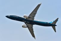 The Boeing 737 Max 9 soars overhead at the Paris air show in 2017