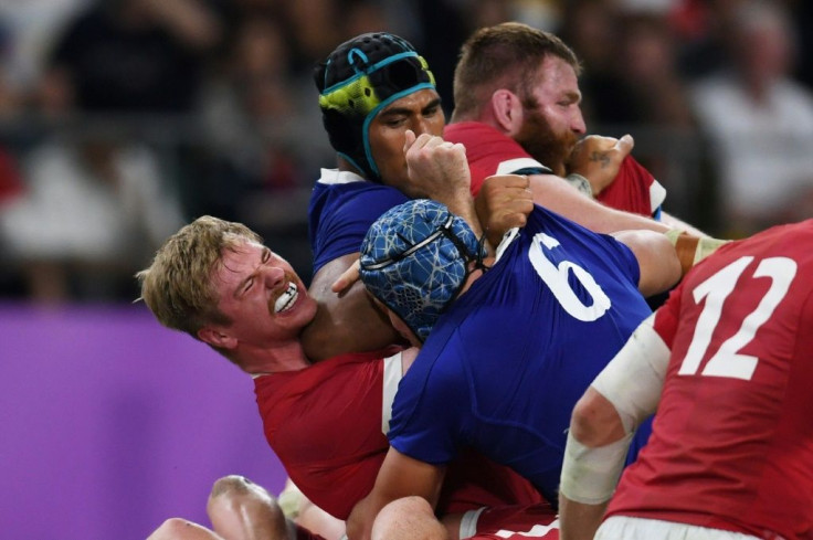 Video replays showed France's lock Sebastien Vahaamahina (black cap) smashing his elbow into the face of Welsh flanker Aaron Wainwright