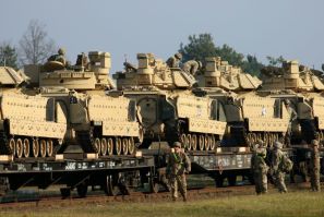 US military hardware arrives in Lithuania in 'message to Russia'