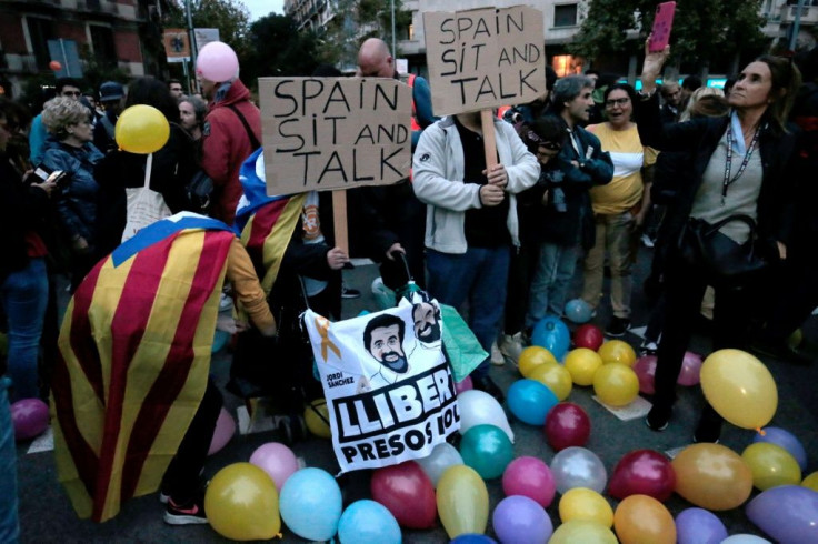 On Monday protesters in barcelona urged the Spanish government to engage in talks