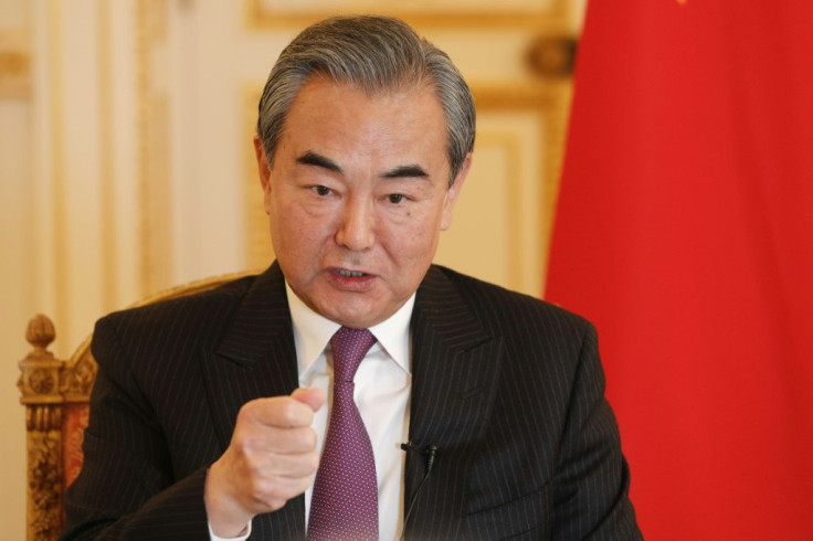 Chinese Foreign Minister Wang Yi during his AFP interview in paris