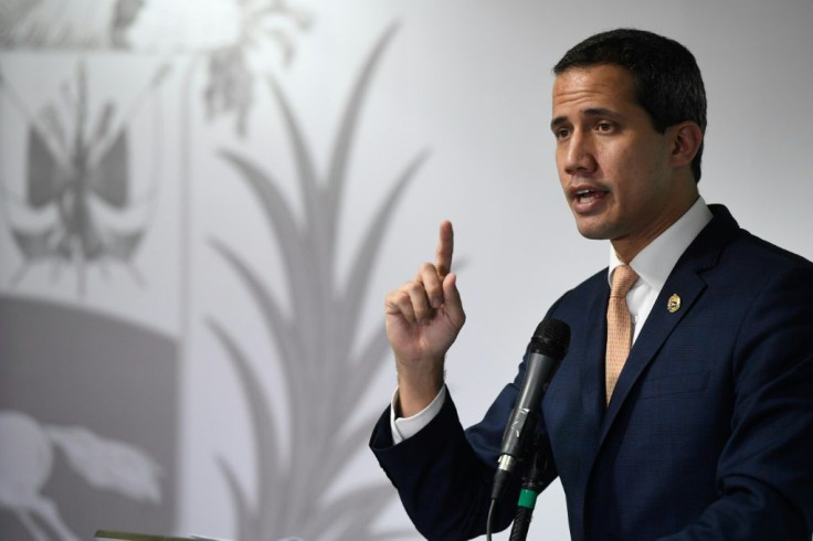 Venezuelan opposition leader Juan Guaido (pictured October 17, 2019) met with various Chinese delegations in Caracas, according to his diplomatic envoy to Brazil