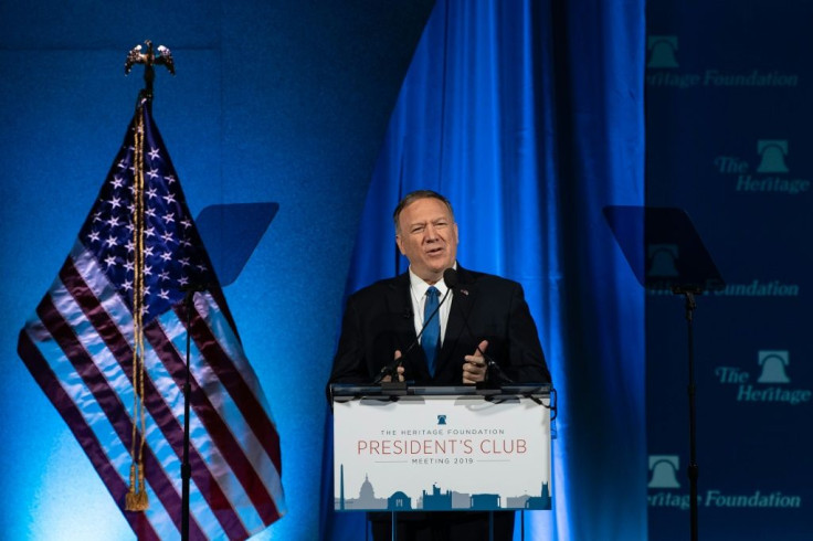 US Secretary of State Mike Pompeo addresses the Heritage Foundation