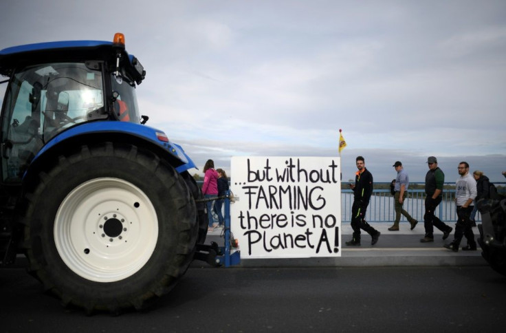 Farm protesters in Bonn, Germany on Tuesday