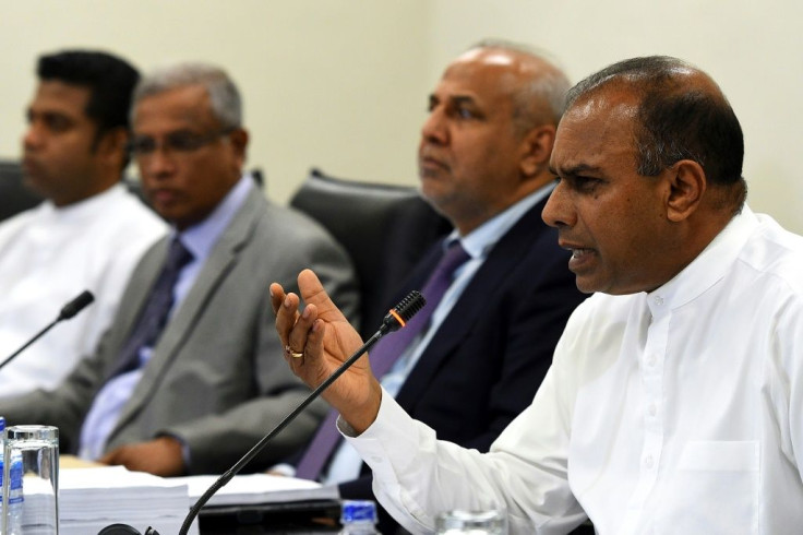 Sri Lanka Parliamentary Select Committee Chairman Ananda Kumarasiri at a press conference to release the findings of a report into the Easter Sunday suicide attacks