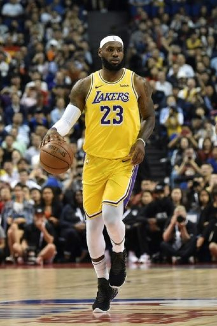LeBron James of the Los Angeles Lakers plays a pre-season game in Shanghai in October 2019