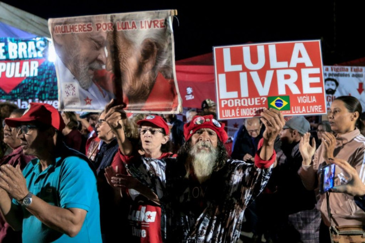 Supporters of Brazil's ex-President Luiz Inacio Lula da Silva, shown here on August 7, 2019, are keen to see if he will be freed