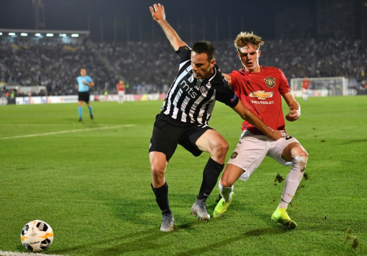 Partizan's Bojan Ostojic struggled to cope with Manchester United teenager Brandon Williams