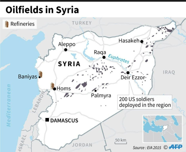 Map locating oilfields in Syria.