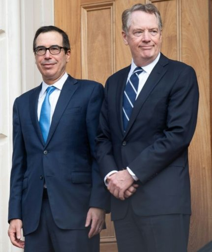 US Treasury Secretary Steven Mnuchin (L) and US Trade Representative Robert Lighthizer (R) spoke with Chinese Vice Premier Liu He and made headway in the trade talks