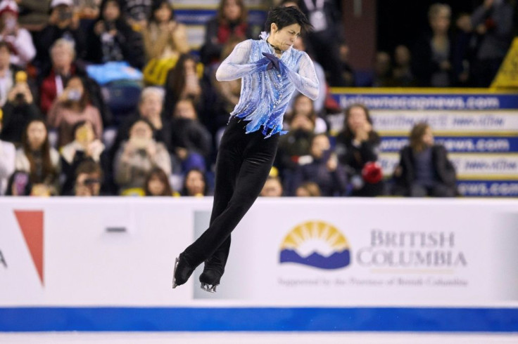 Japan's Yuzuru Hanyu on the way to the lead in the short programme at the 2019 Skate Canada figure skating Grand Prix