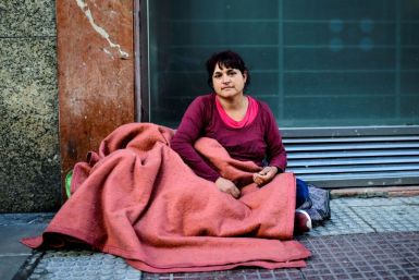 Soledad Sanchez has seven children -- and now sleeps in the enclosed entryway protecting an ATM