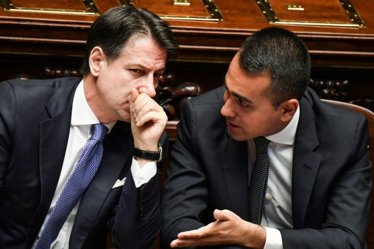 The left-wing Repubblica daily said the Five Star Movement's Luigi Di Maio (R) and Prime Minister Giuseppe Conte were losing sleep over the vote
