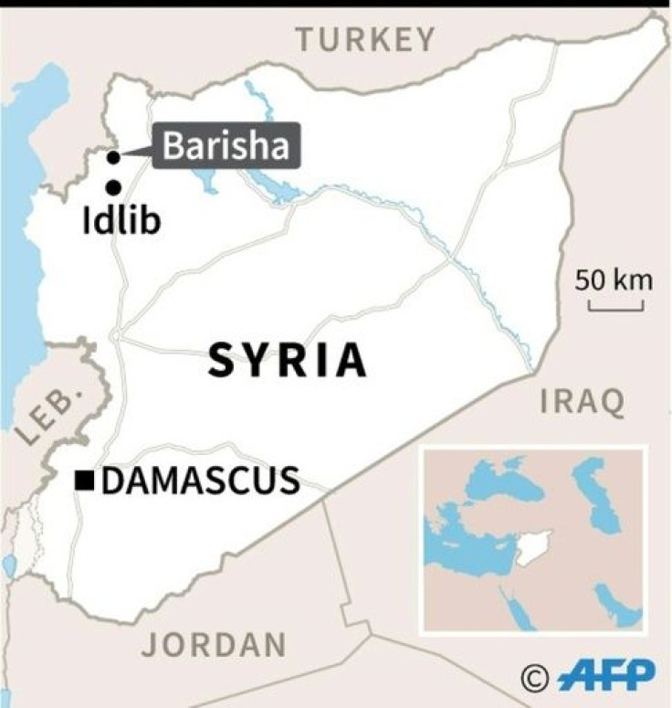 Map of Syria locating the northwestern village of Barisha