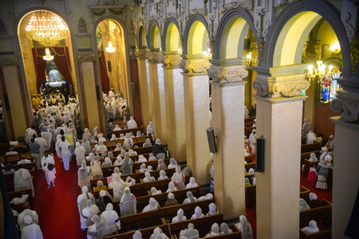 Hundreds of Christian Orthodox worshippers joined the memorial service in Addis Ababa