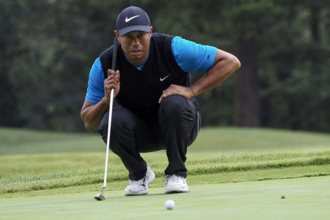 Tiger Woods was in his first outing since arthroscopic knee surgery two months ago