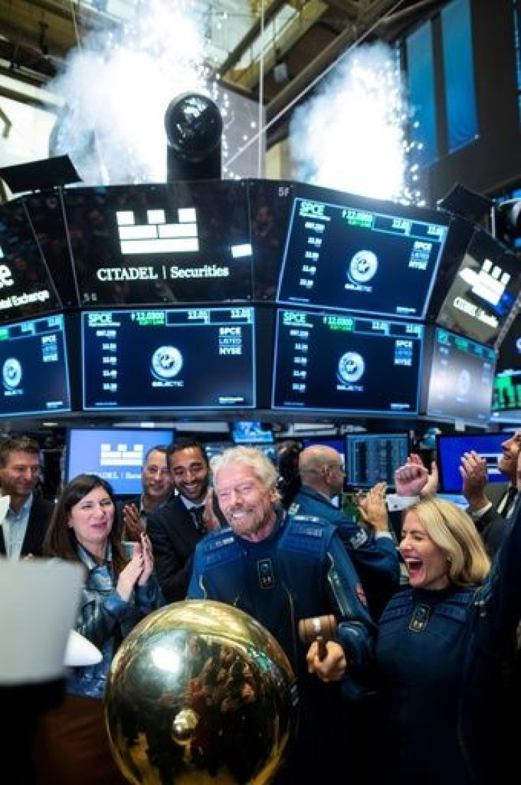 The New York Stock Exchange celebrated the listing of Virgin Galactic with a modest fireworks display
