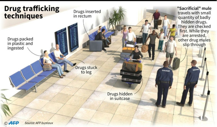 Drug traffickers have a range of techniques to try to sneak narcotics through customs at airports